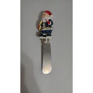 Sculpted resin Santa handle cheese spreader knife Holiday Decor Christmas Vtg